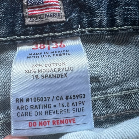 Ariat M4 Rebar FR Jean Shorts Mens 38x10 Low‎ Rise Cut Off Jorts (B5) - Picture 8 of 12